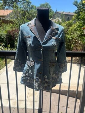 Girl’s Denim Jacket with Rose Detailing